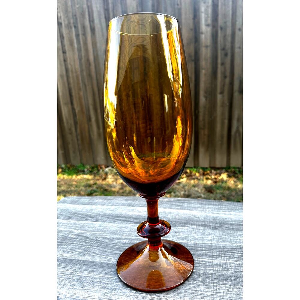 Stunning Mid-Century Vintage Amber Glass 14.5" Vase Display Piece-Rare